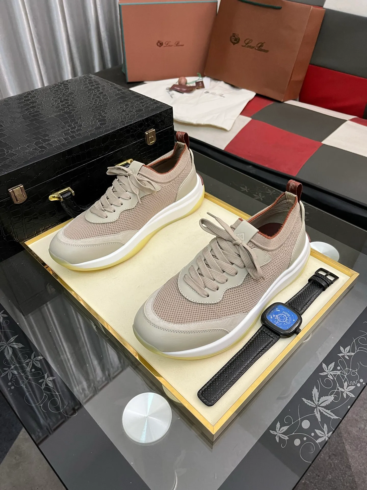 Men's men's shoes💰620⌚️⌚️Loro Piana - Loro Piana LP classic casual shoes, men's lace-up casual shoes and sneakers, high-quality lightweight and comfortable fabrics, suitable for outdoor leisure, the color is young and energetic, the upper is imported deerskin from Italy, it is great with sportswear or casual suits! Code number: 38-446️⃣Colors available